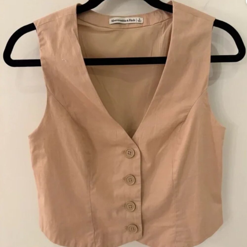 Abercrombie & Fitch Women’s Tailored Vest Set Top - Size L - Tan - Picture 3 of 3
